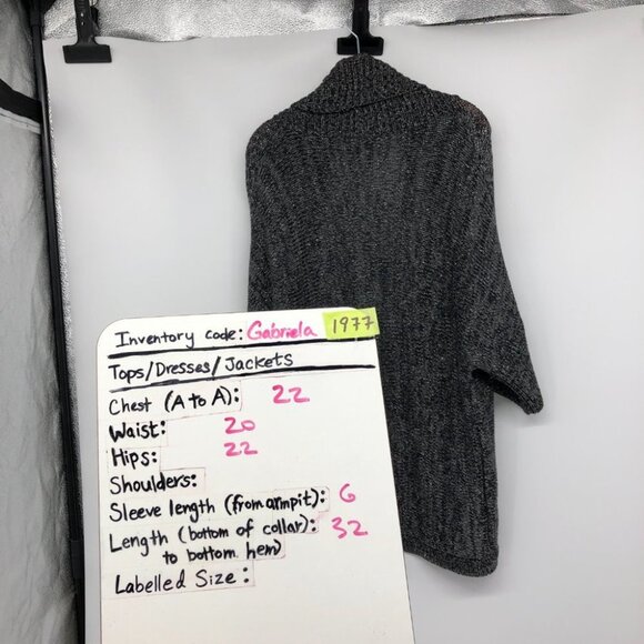 Additions by Chico's Grey Silver Knit Open Cardigan size 2 - Picture 10 of 11